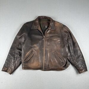 Vtg Gap Leather Jacket Men's XL Brown Bomber Full Zip Wool Lined Heavyweight